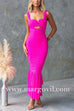 Margovil Sleeveless Cut Out Ruched Ruffle Bodycon Maxi Dress