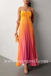 Spaghetti Strap Back Lace-up Gradient Pleated Maxi Dress