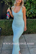 Margovil U Neck Sequin Knit Bodycon Maxi Tank Dress