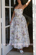 Margovil Spaghetti Strap Floral Print Bustier A-line Maxi Dress