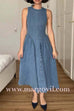 Margovil Open Back Sleeveless A-line Denim Maxi Dress