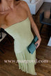 Margovil Strapless Tube Patchwork Pleated Maxi Dress