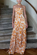 Strapless Tube Floral Print Swing Maxi Dress
