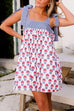 Margovil Striped Tie Shoulder Floral Print Mini Cami Dress