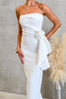 Strapless Back Slit Draped Bodycon Maxi Dress