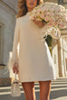 Margovil Mockneck Feather Trim Long Sleeves Mini Dress
