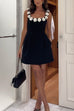 Margovil 3D Floral Neck Backless Mini Cami Dress