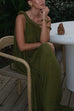One Shoulder Sleeveless Draped Braids Maxi Dress