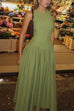 Sleeveless Drop Waist Swing Midi Dress
