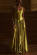 U Neck Sleeveless Pleated Satin Maxi Dress