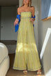 Strapless Pocketed Wide Leg Color Block Striped Jumpsuit
