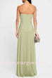 Margovil Strapless Tube Patchwork Pleated Maxi Dress