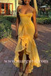 Margovil Spaghetti Strap Frill Trim Draped Slit Maxi Dress