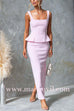 Square Neck Sleeveless Back Slit Ruffle Maxi Dress