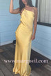 Margovil One Shoulder Open Back Tie Knot Satin Maxi Dress