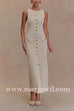 Margovil Sleeveless Button Down Knit Bodycon Maxi Dress