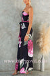Strapless Tie Waist Wide Leg Floral Print Jumpsuit