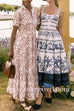 Tie Knot Strappy Tiered Floral Print Midi Dress