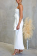 Strapless Back Slit Draped Bodycon Maxi Dress