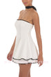 Margovil Strapless Scallop Lace Trim Ruffle Mini Dress
