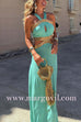 Tie Bow Backless Cut Out Color Block Maxi Dress