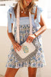 Margovil Striped Tie Shoulder Floral Print Mini Cami Dress