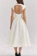 Margovil Cap Sleeves Open Back Waisted Swing Midi Dress