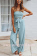 Margovil Off Shoulder Bow Tie Waist Wide Leg Jumpsuit