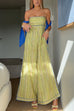 Strapless Pocketed Wide Leg Color Block Striped Jumpsuit