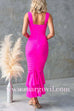 Margovil Sleeveless Cut Out Ruched Ruffle Bodycon Maxi Dress