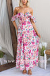 Ruffle Trim Bow Back Cut Out Floral Print Swing Maxi Dress