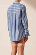 Margovil Striped Long Sleeves Curve Hem Shirt and High Rise Shorts Set