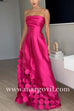 Margovil Strapless Waisted Polka Dot Applique Maxi Party Dress