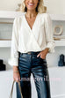 V Neck Long Sleeves Solid Wrapped Shirt