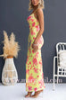 Spaghetti Strap Lace-up Floral Print Maxi Dress