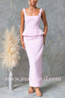 Square Neck Sleeveless Back Slit Ruffle Maxi Dress