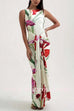 Margovil Sleeveless Tie Waist Floral Print Bodycon Maxi Dress