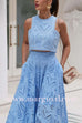 Margovil Lace Hollow Out Crewneck Crop Tank Top High Waist Maxi Swing Skirt Set