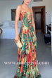 Strapless Smocked Ombre Print Swing Maxi Dress