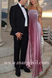 Margovil Strapless Tube Gradient Ombre Satin Maxi Party Dress