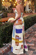 Strapless Cut Out Back Slit Printed Maxi Dress