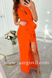 Margovil One Shoulder Cut Out Draped Front Maxi Party Dress