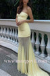 Margovil Strapless Tube Flare Mesh Maxi Party Dress