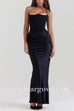 Margovil Strapless Ruched Satin Splice Bodycon Maxi Dress(in 5 Colors!)