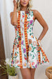 Adjustable Strap Unique Floral Print A-line Mini Dress