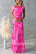 Asymmetric Shoulder Ruched Waist Floral Print Maxi Dress