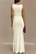 Boat Neck Sleeveless Bodycon Fishtail Maxi Dress