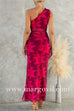 One Shoulder Sleeveless Ruffle Slit Floral Print Maxi Dress