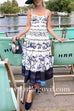 Tie Knot Strappy Tiered Floral Print Midi Dress