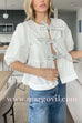 Puff Sleeves Tie Bow Front Peplum Top